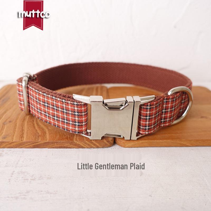 MUTTCO Gentleman Plaid Double Layer Dog Travel Collar UDC-103 S