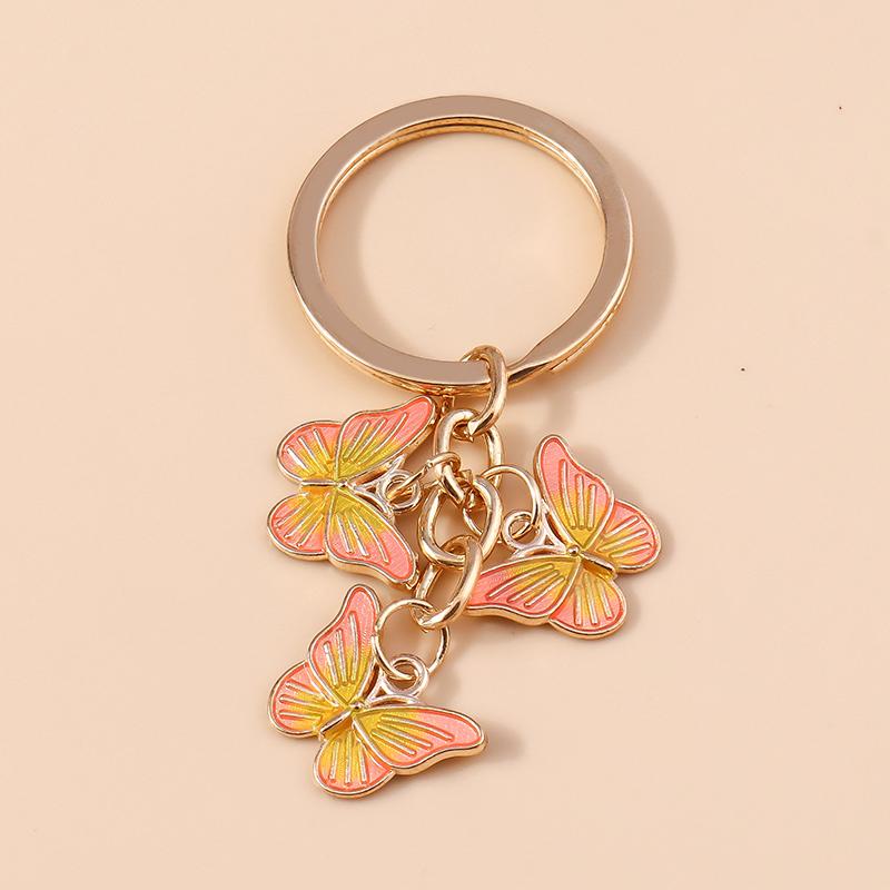 Pretty Enamel Flower Keychain Charms Sakura Key Ring Pendant for Car Key Holder Women Girls Handbag Decor DIY Jewelry Gifts