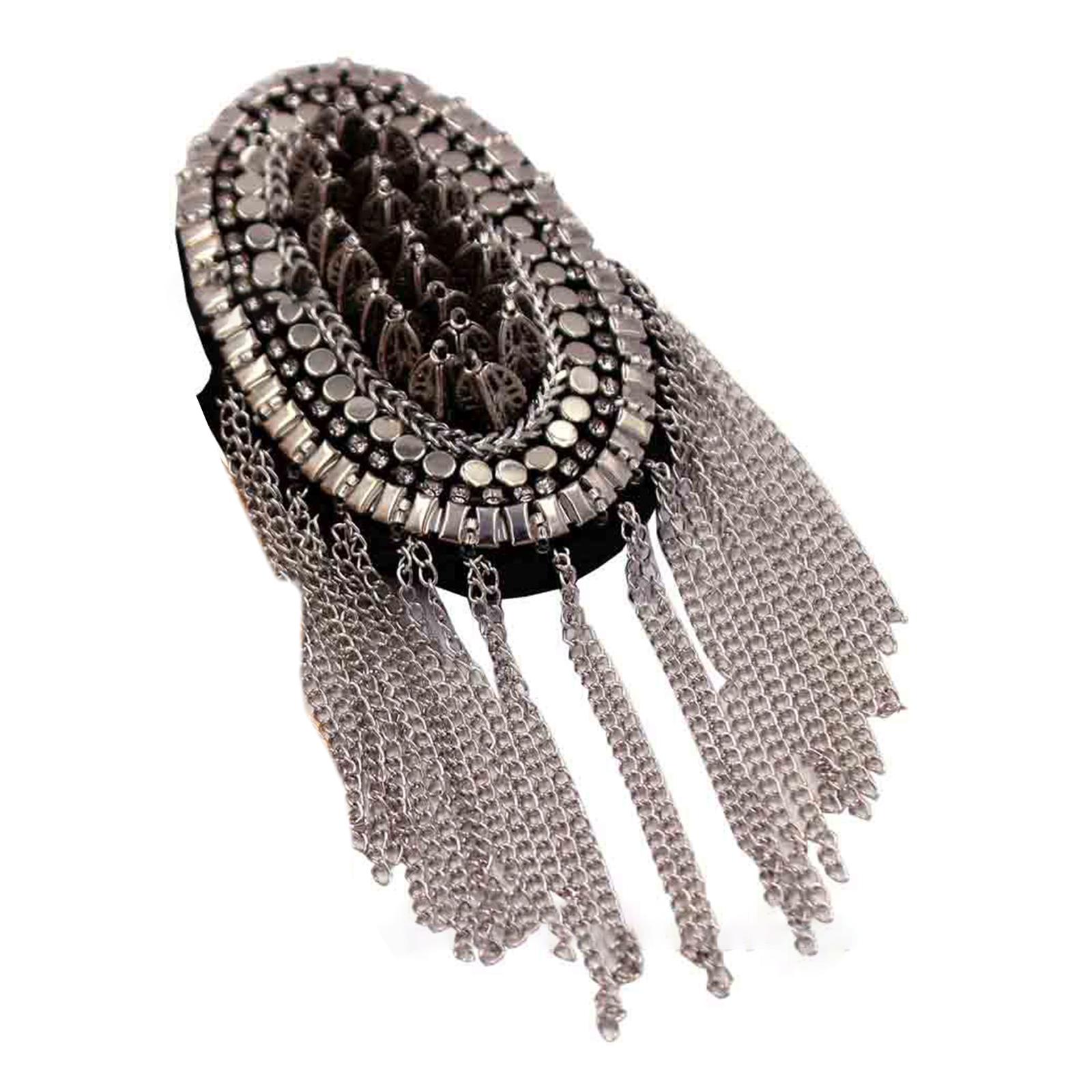 Эполет с кисточкой Эполет Наплечники Панк Острые плечи Ювелирная цепочка Панк Плечевая нашивка Брошь Сценический костюм 3