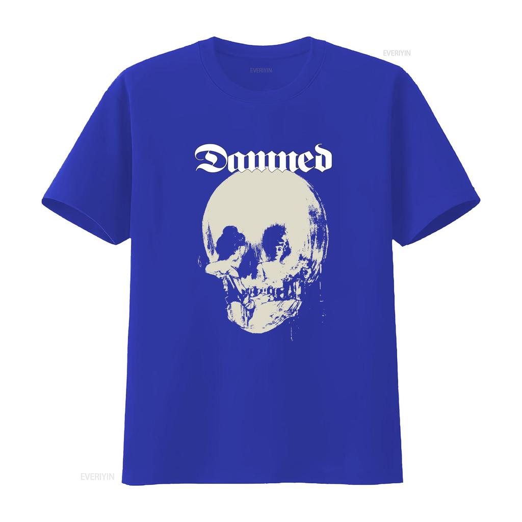 The Damned Skull Print T Shirt Unique Punk Rock Style for Bold Fashion Statements Vintage Washed Streetwear Breathable Casual