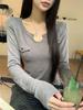 Autumn 2025 Retro Brushed Cotton Slim Fit Long Sleeve T-Shirt: Spicy Girl Style