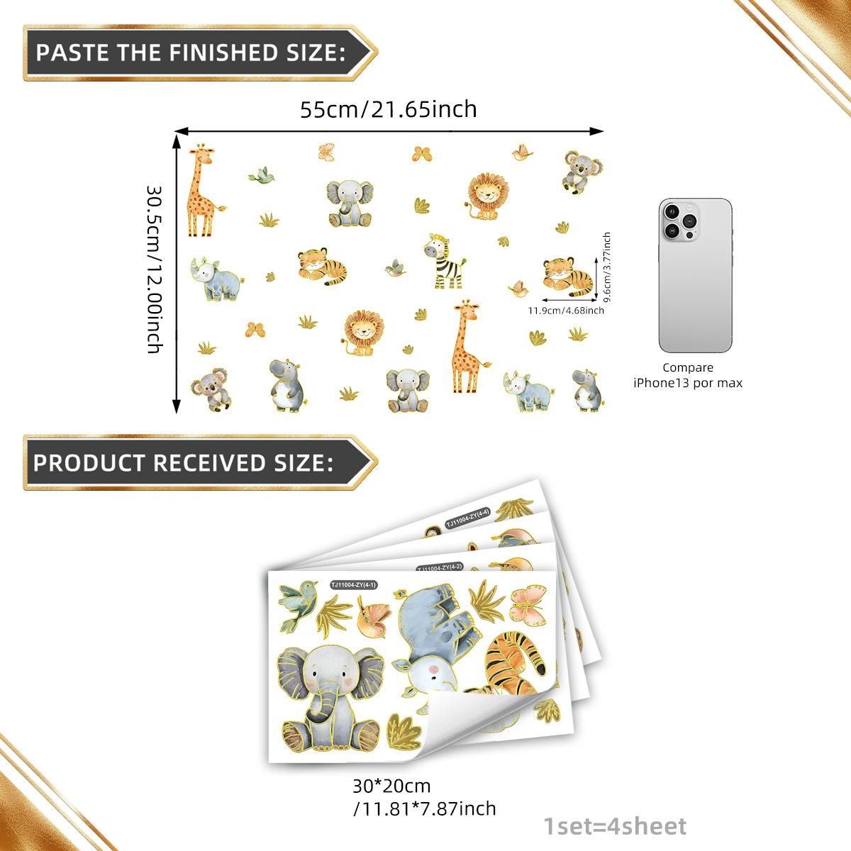 

Tj11004 Creative Animal Lion Tiger Giraffe Wall Sticker Landscaping Decoration Living Room Bedroom Background