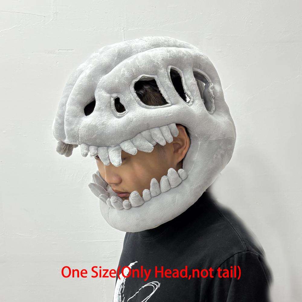 

Funny Dinosaur Skeleton Hood Mask Cosplay Animal Dragon Skull Plush Helmet Halloween Carnival Dress Up Party Costumes Props
