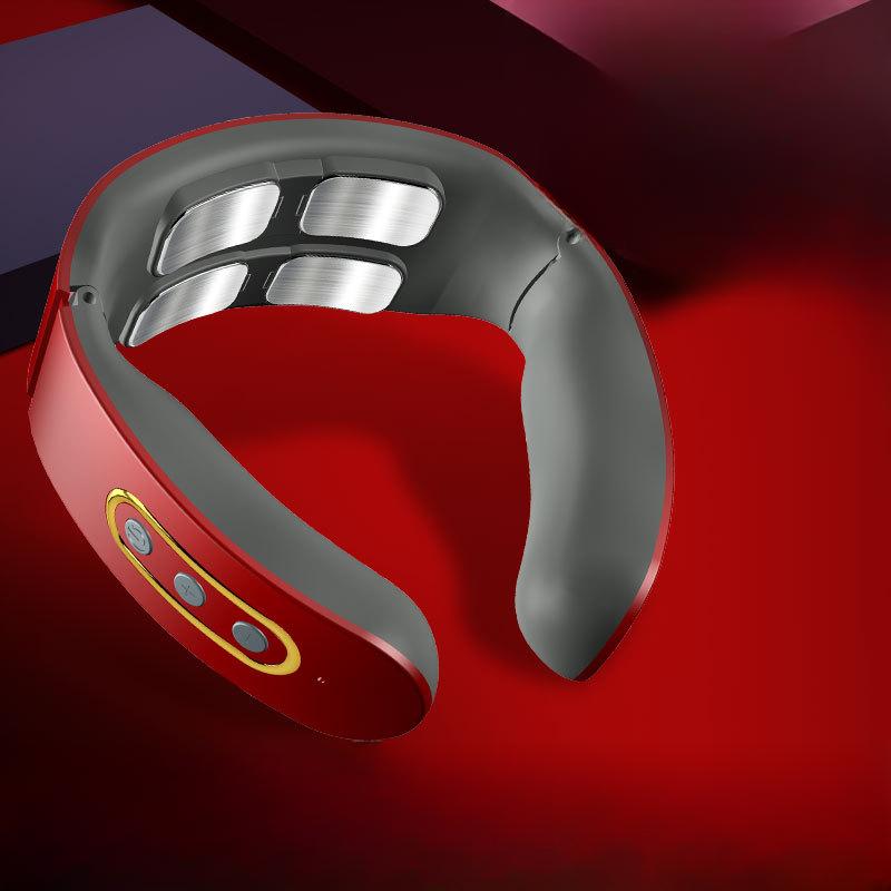 Four-head Cervical Spine Massager Electric Pulse Hot Compress Neck Massager Wireless Remote Control Neck Massage Neck Protector