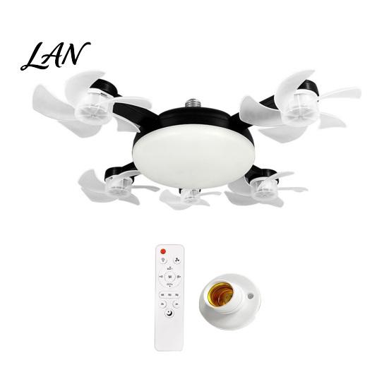 Adjustable Angle Fan Light 3/4/5 Blade Ceiling with & Remote Control, 2-in-1 Silent LED Drone Energy Saving Foldable Blades, 3-Speed Dimmable