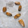Large Tiger Eye Bezel 925 Silver Plated Necklace 18" Gift For Mom Trendy J8a76