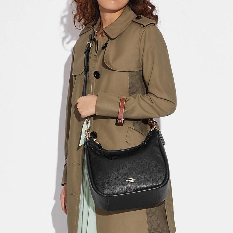 New COACH Pebbled Leather Shoulder Bag Handbag Shoulder Bag Women's Black C9190-IMBLK