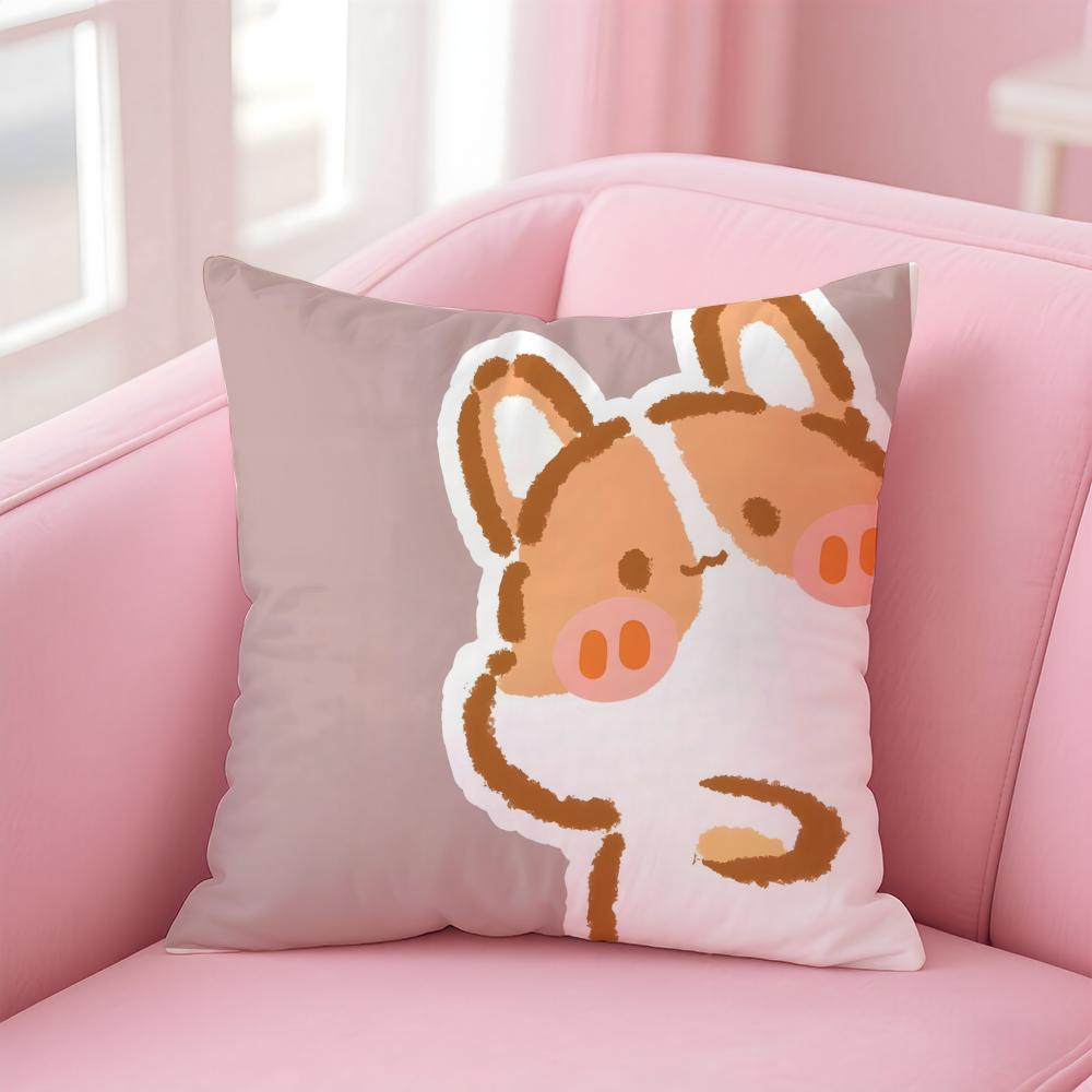 Cute Surprise Animals In The Twelve Zodiac Signs Cushion Cover Linen Pillowcase Cover Soft Decor for Sofa Home Room