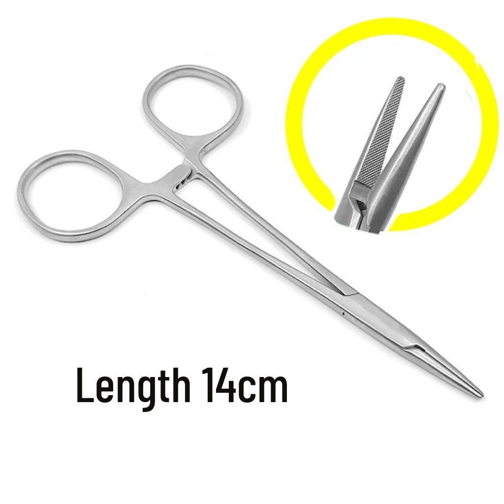Stainless Steel Veterinary Suture Needle Holder Forceps, Fine & Coarse Teeth, 12.5-18CM