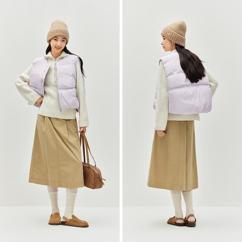 Semir Women's Pure Color Oversize Round Neck Down Vest