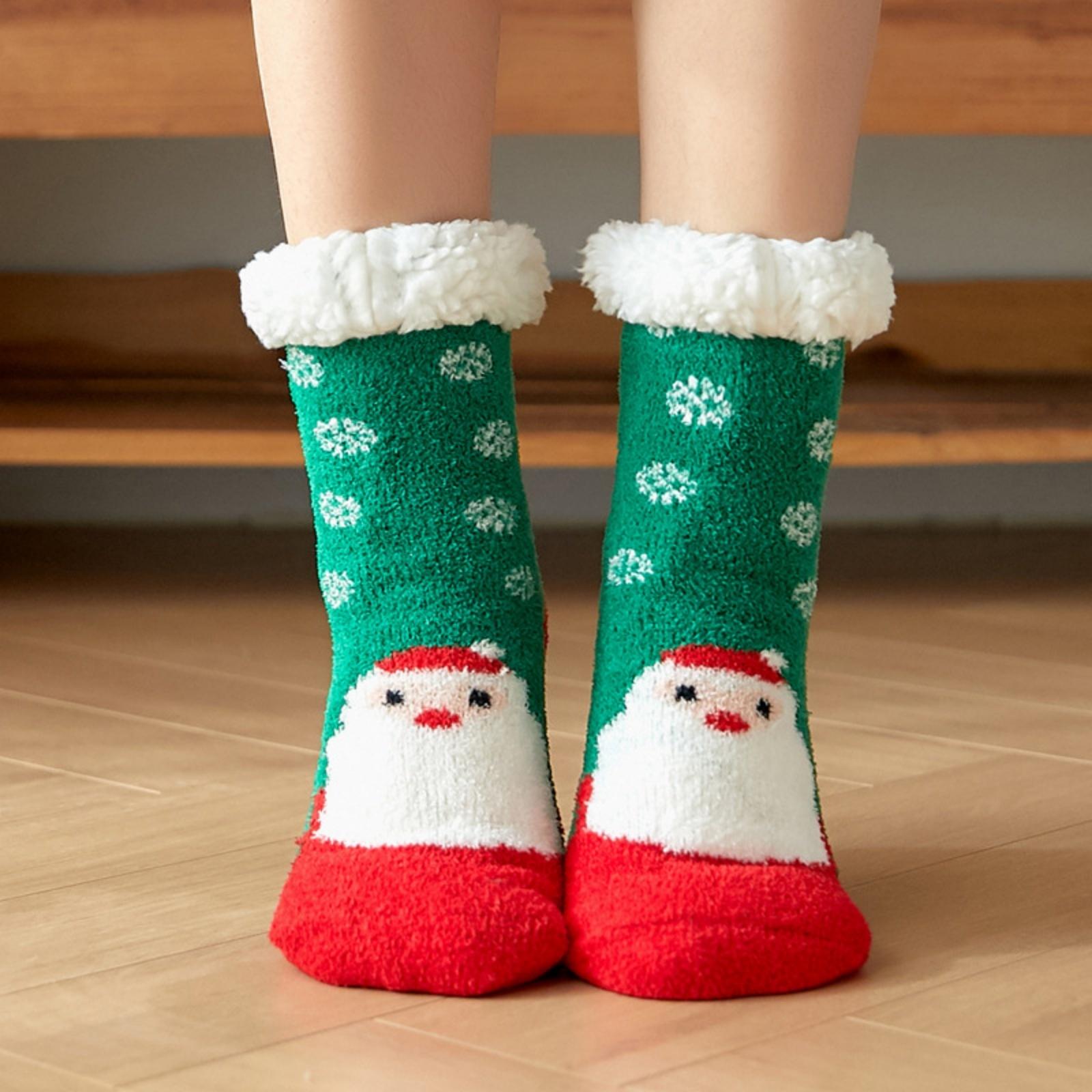 

Christmas Floor Socks For Women - Winter Fleece-lined Coral Fleece Socks, Sleeping Home Socks, Snow Socks, Postpartum Carpet Socks One Size