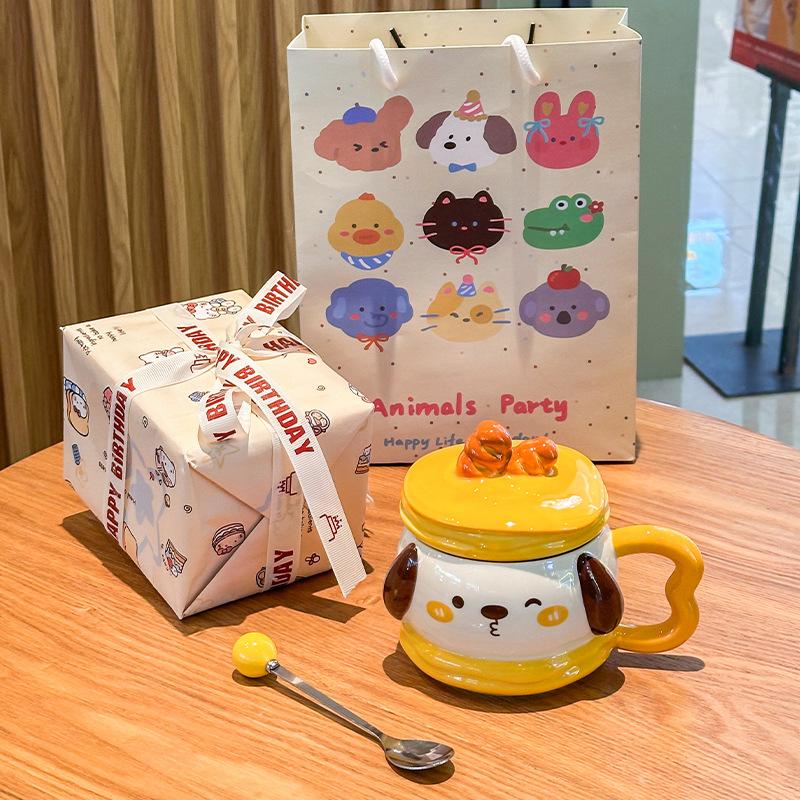 Baguette Puppy Cup Birthday Gift Ins Couple Girlfriend Coffee Water Cup Cute Ceramic Cup Gift Box