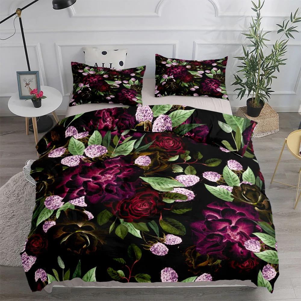 3pcs Bedding Set Floral And Birds Duvet Cover Set King Queen Double Full Twin Single Size Duvet Cover Pillowcase Bed Linen Set