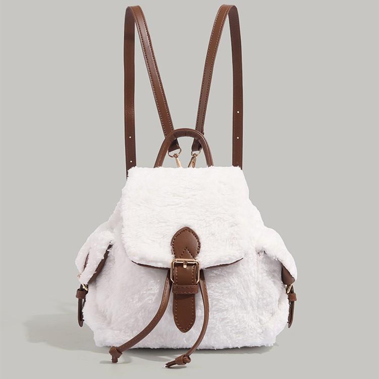 Autumn Winter New Plush Backpack for Girls, Suitable for Class and Commute, Versatile Casual Mini Backpack, Korean Style Small School Bag