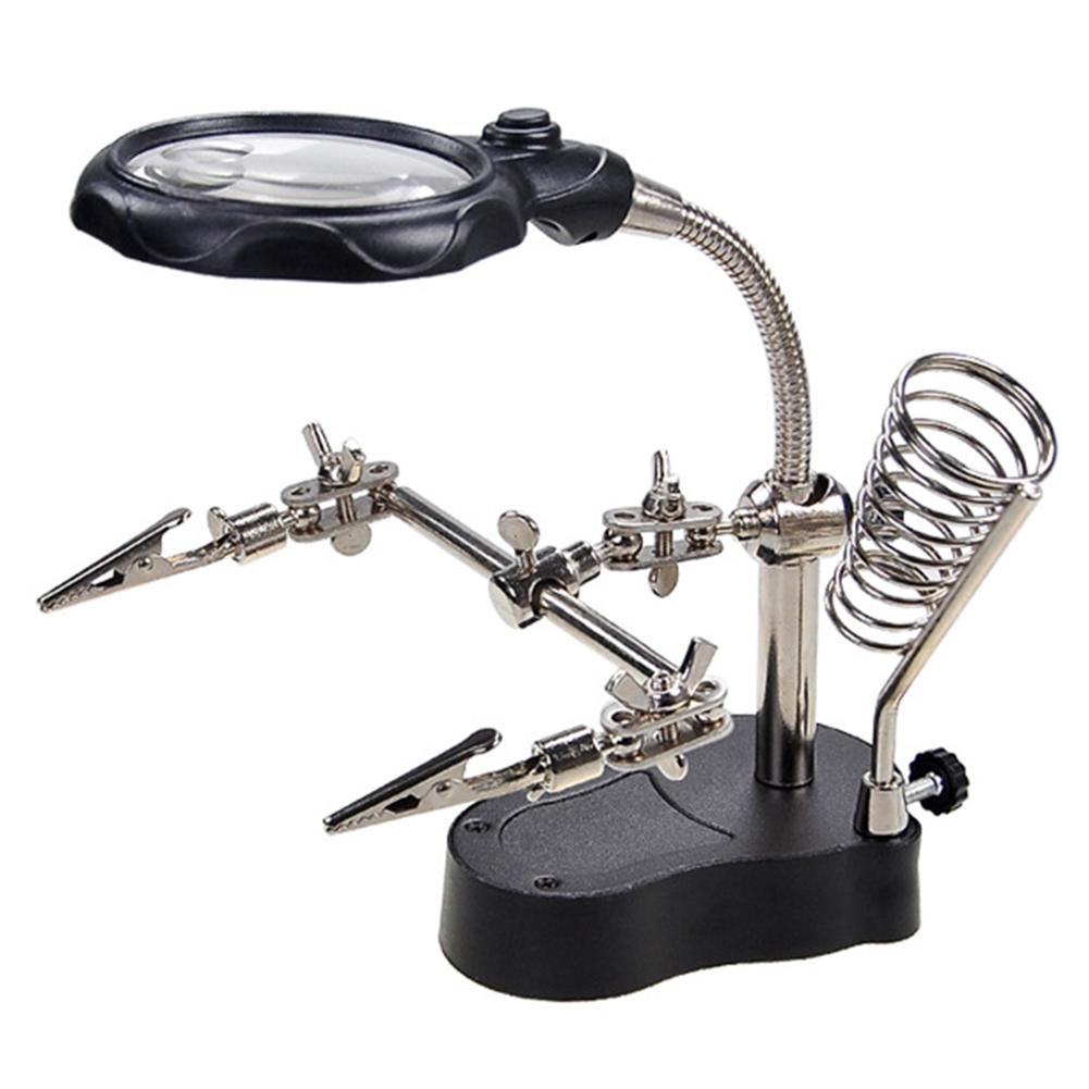 Welding Magnifier Auxiliary Clip Multifunction LED Light Magnifier Lens Helping Repair Tools Non-slip for Maintenance Inspection