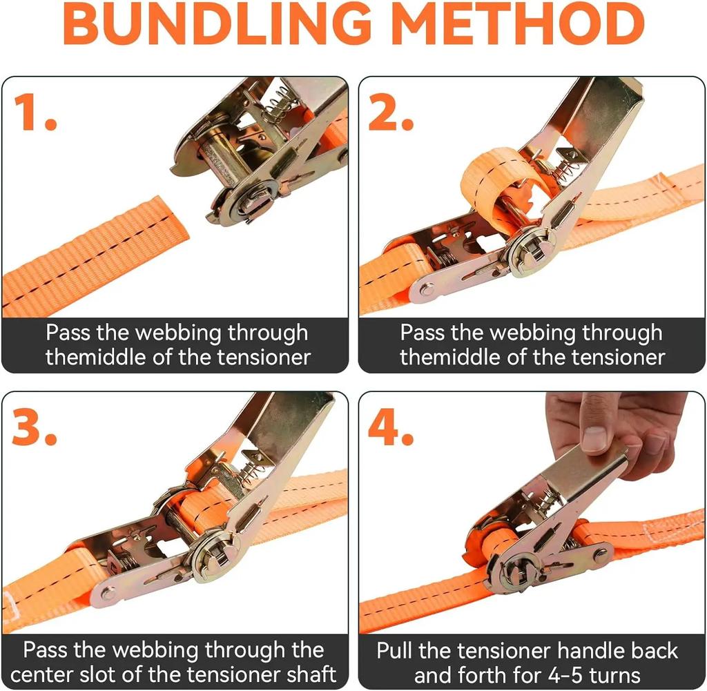 Ανθεκτικοί Μεταλλικοί Δεσμοί Φορτίου με Πόρπη για Αυτοκίνητο και Φορτηγό - Ισχυρός Ιμάντας Καστάνιας για Ασφαλή Μεταφορά Αποσκευών και Φορτίου