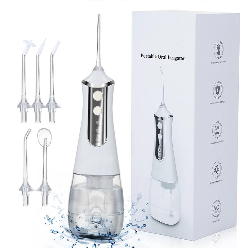 Portable Oral Irrigator Water Flosser Dental Water Jet Tools Pick Cleaning Teeth 350ML 5 Nozzles Mouth Washing MachineFloss