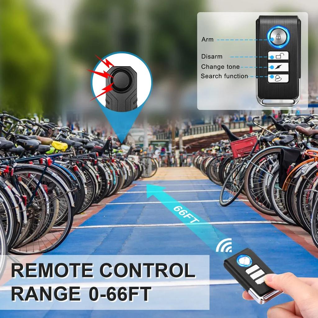 Fietsalarm 113dB Anti-diefstal Draadloze Vibratie Afstandsbediening Fiets Motorfiets Alarmen Huis Buiten Beveiligingsbescherming