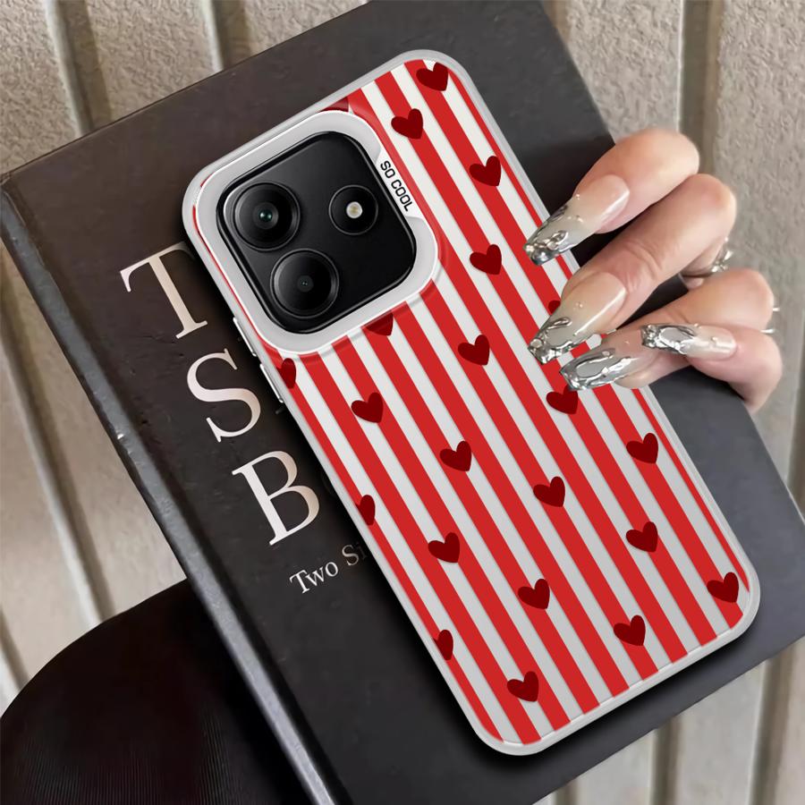 Back Phone Cover Case for Xiaomi Redmi Note 14 11 12 Pro 12s Note 13 Pro Plus 11s Stripe Love Heart