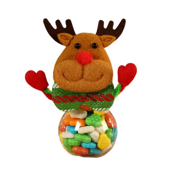 Świąteczny słoik na cukierki przezroczysty z kreskówkowym świętym mikołajem reniferem bałwanek z niedźwiedziem pokrywką plastikowy mini pojemnik na cukierki wielokrotnego użytku upominki na przyjęcie