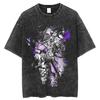 Jojos Fantasy Adventure anime Koszulka z nadrukiem Washed TShirt lato Bawełna wzór unisex YK Krótki rękaw Luźna koszula Harajuku