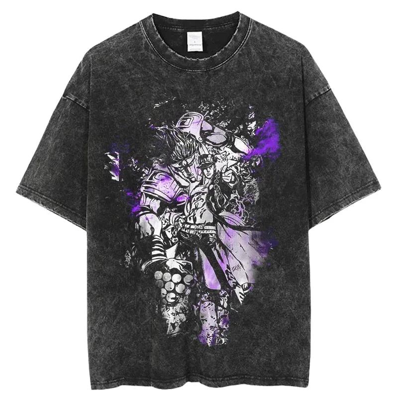 

Jojos Fantasy Adventure anime Washed TShirt summer Cotton pattern unisex YK Short sleeves Loose Harajuku shirt M