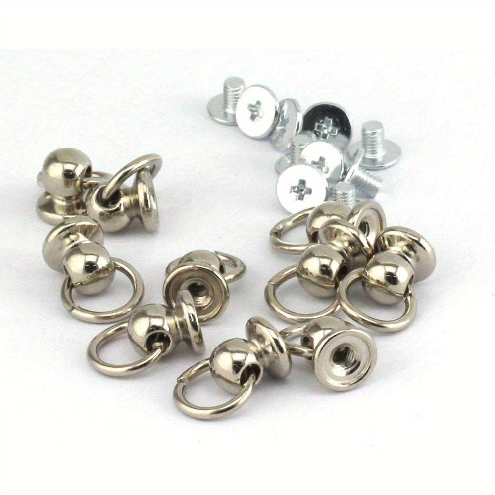 10pcs 8x6mm Screwback Round Head Rivet with Pull Ring Metal Handmade DIY Accessory Nail Heads Stud Leather Craft Screw Rivets