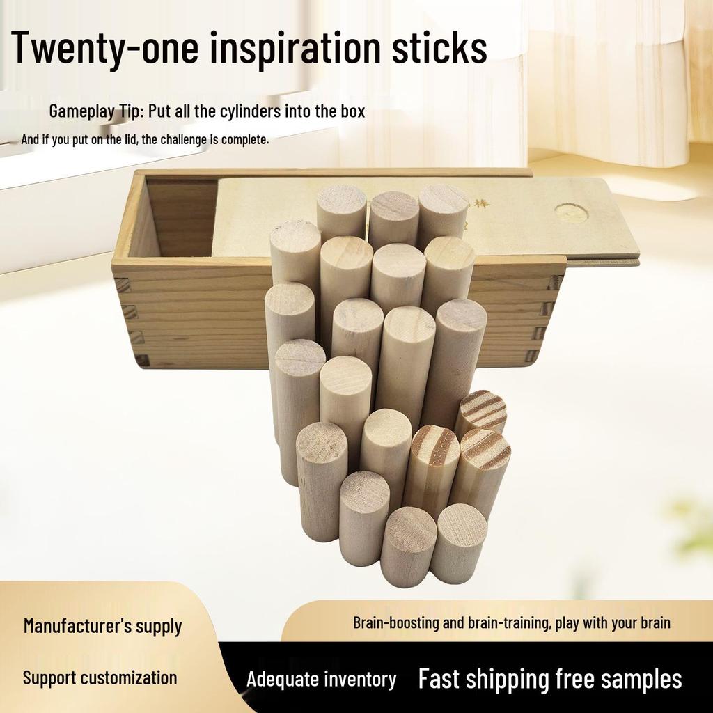 Inspirational Wooden Brain Teaser Set: 21 Sticks for Logical Training and Intellectual Development