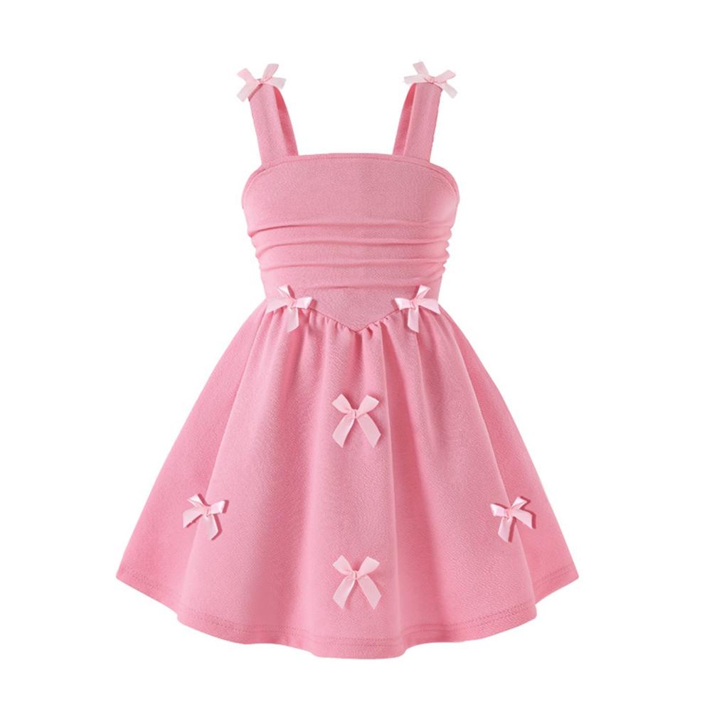 4-7 Years Kids Girls Pink Bow Dress 4Y
