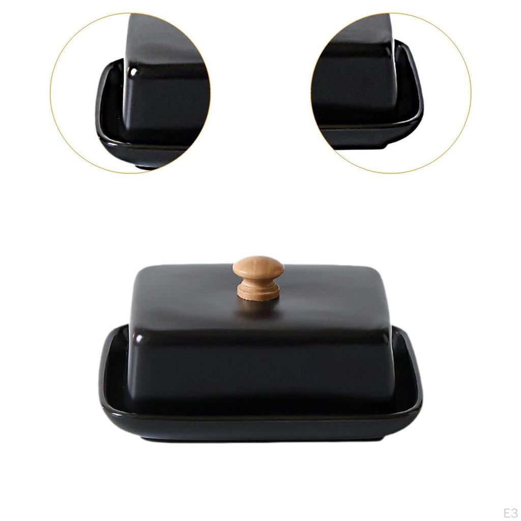 Ceramic Butter Storage Keeper with Cover Large Elegant Cream Cheese Container for Hotel Fridge