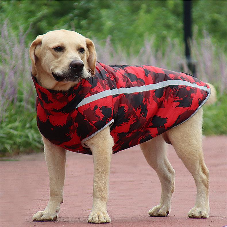 Veste d'hiver imperméable rembourrée pour chien, treillis Doodle bleu, garde au chaud, réflexion nocturne, manteau en coton pour animaux de compagnie, vêtements, fournitures pour animaux de compagnie