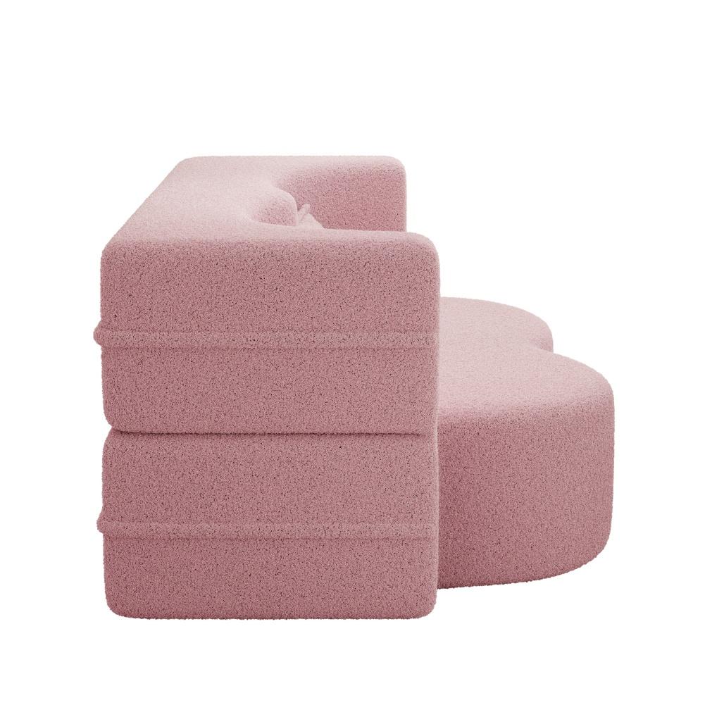 Umwandelbares Bodensofa mit 2 Kissen 15" Vollgröße Klappmatratze Teddy-Stoff Schaumstoffgefülltes Schlafsofa Bett für Wohnzimmer