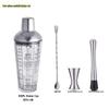 Glass Cocktail Shaker Set: Hand-Shaking Cup, Muddler, and 304 Stainless Steel Measuring Tools