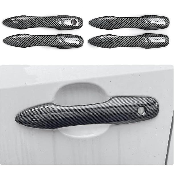 YINGTUU Car Snap-On Door Handle Cover For Toyota Camry 2018      2024 2025 Exterior Accessories Protection Stickers Sport Decals(Carbon Fiber Grain)