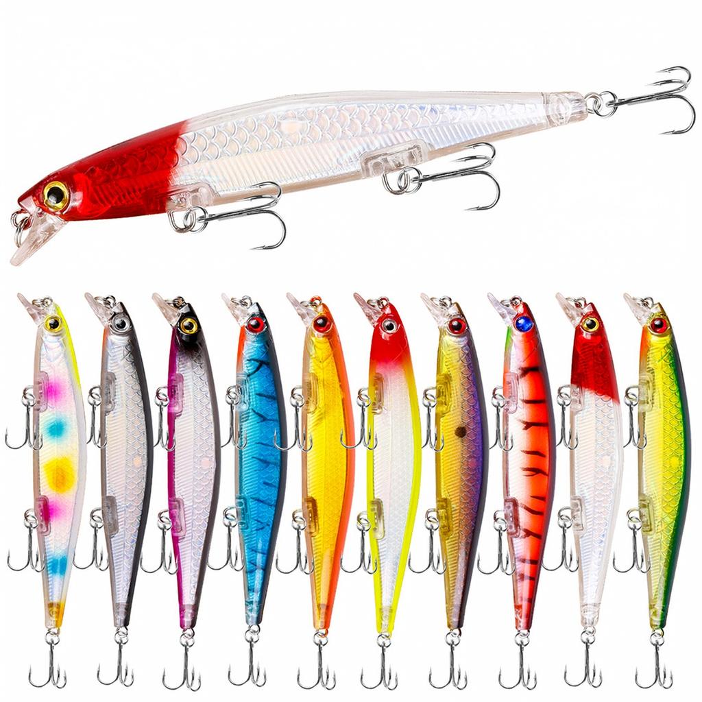 Suspending Hard Plastic Fishing with Rattle, 10 Colors for Long Fishing