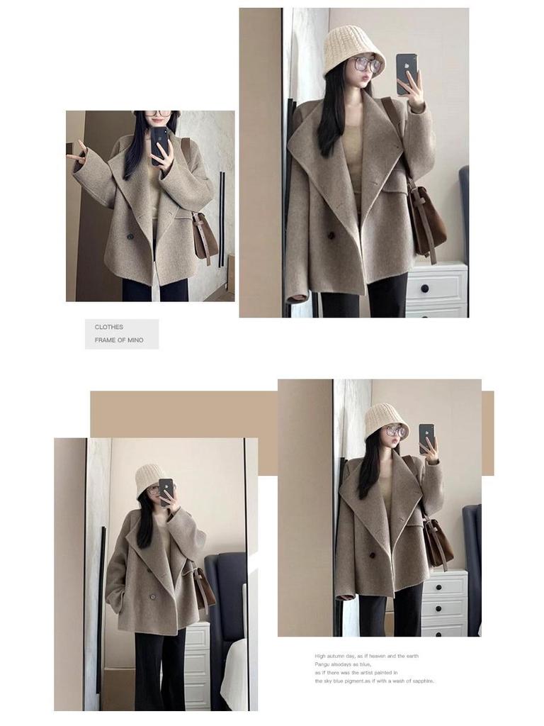 Women's Hepburn-Style Lapel Wool Coat - 2025 Autumn/Winter Collection