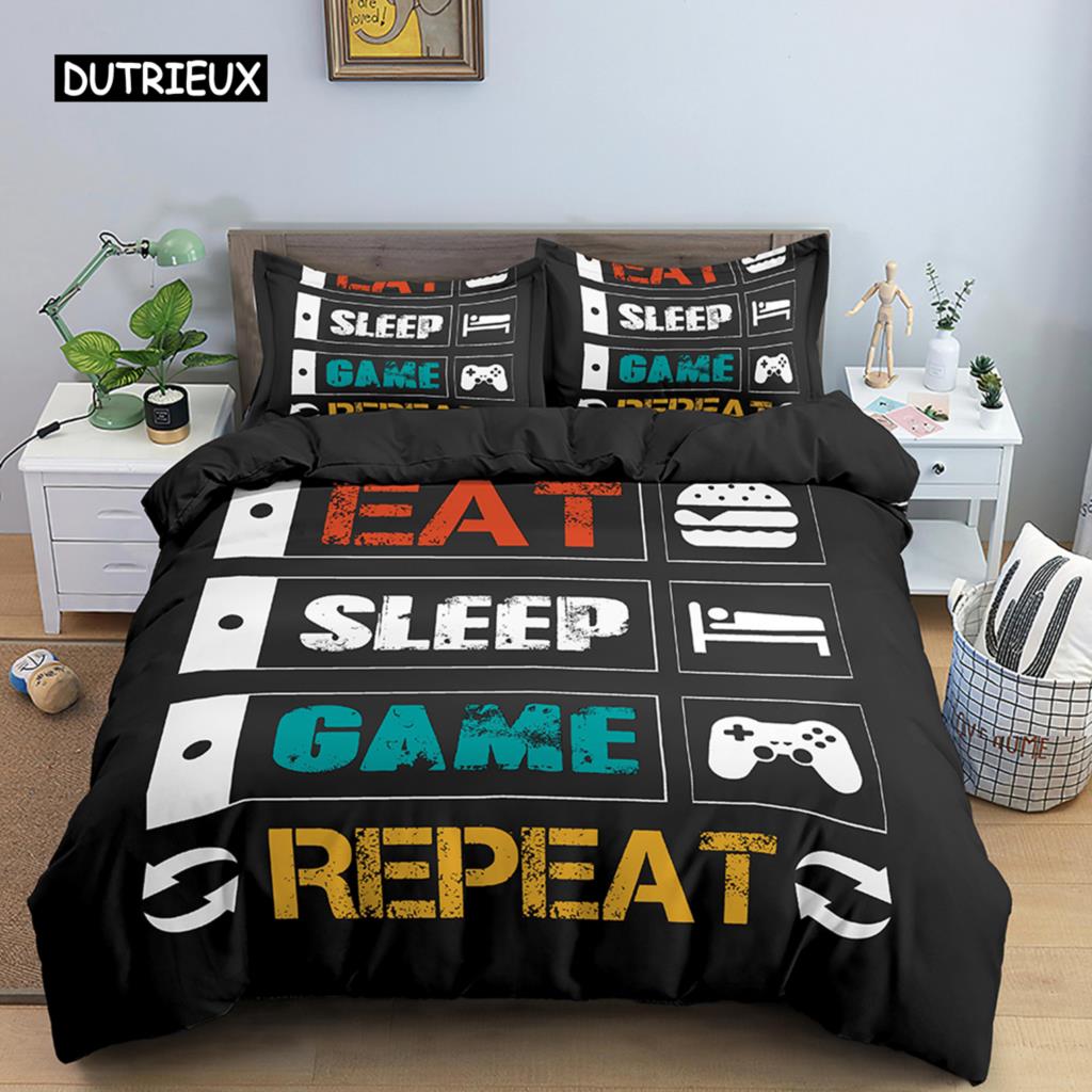 Game Handle Bedding Set Luxury Duvet Cover with Pillowcase Quilt Cover Queen King Bedding Cartoons Kids Boys Bed Cover Set Green