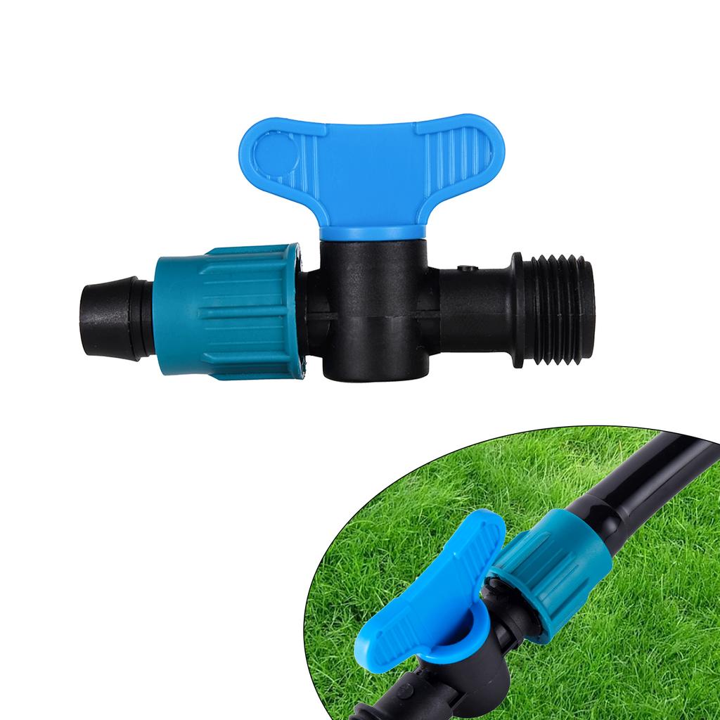 16mm Drip Irrigation Pipe Fitting 1/2" Male Thread Connector Irrigation Hose Valve Pe Pipe Lock Fitting Garden Water Connection