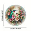 Vintage Hummingbird Floral Metal Wall Art Round Sign Home Office Decor