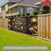 2D Black Gold New Year Fireworks Polyester Tapestry Party Background Cloth