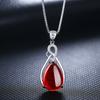 Silver Plated Red Corundum Pendant Necklace Women Green Agate Gemstone Short Choker Collarbone Jewelry