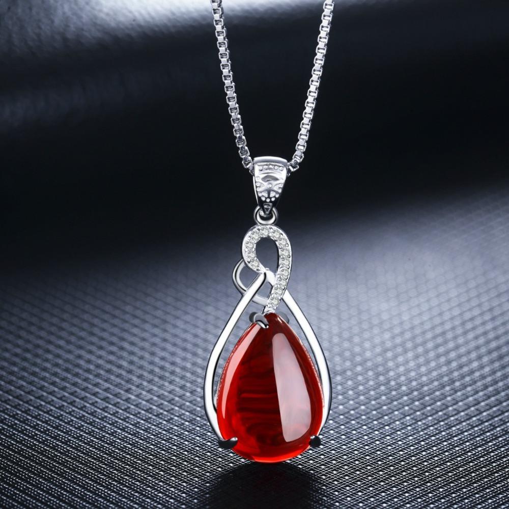 Silver Plated Red Corundum Pendant Necklace Women Green Agate Gemstone Short Choker Collarbone Jewelry
