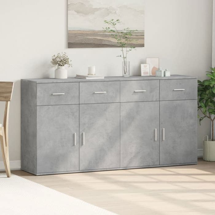 VidaXL Buffets 2 pcs gris béton 79x38x80 cm bois d'ingénierie 3276619