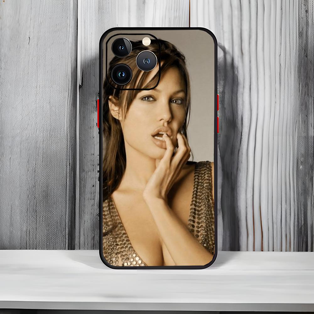 

Famous Hollywood Actress A-Angelina Jolies Phone Case Black Matte Thin Phone Case For iPhone17 16 15 14 13 ProMax iphone12promax