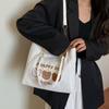 Large Capacity Bear Shoulder Bag Korean Style Canvas Handbag Cartoon Tote Bag  Office Worker