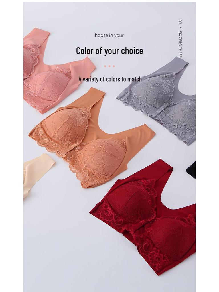 Übergröße Spitzen-Verschluss vorne Nahtloser Bügelloser BH - 3er-Set