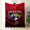 "Florida Panthers Logo on Red Background" Patterned blanket, flannel, suitable for all seasons, home decor, warm and cozy