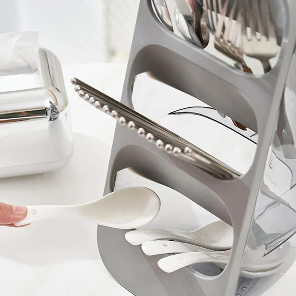 3 Layer Dustproof Storage Box Chopsticks Cage Tableware Rack Organizer Fork Spoon Divider Container Chopsticks Storage Boxs