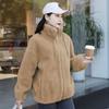 Women Winter Double Fleece Warm Coat Stand Collar Plush Thick Overcoat Female Fashion Casual Long Zipper Clothes