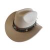 Ethnic style tassel one-word top western cowboy hat men's and women's woolen big-brimmed top hat travel big sun hat